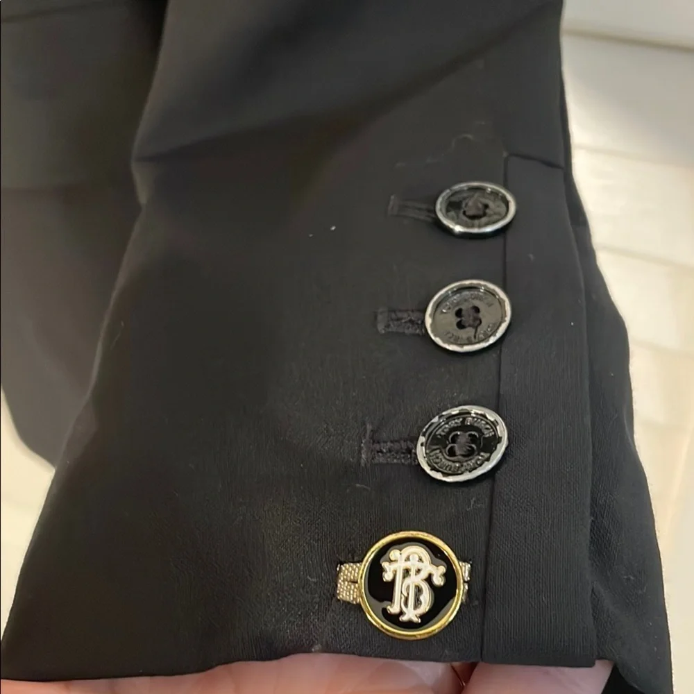 Tory Burch Black Structured Wool Blazer Single Button Notched Lapels - Picture 4 of 13